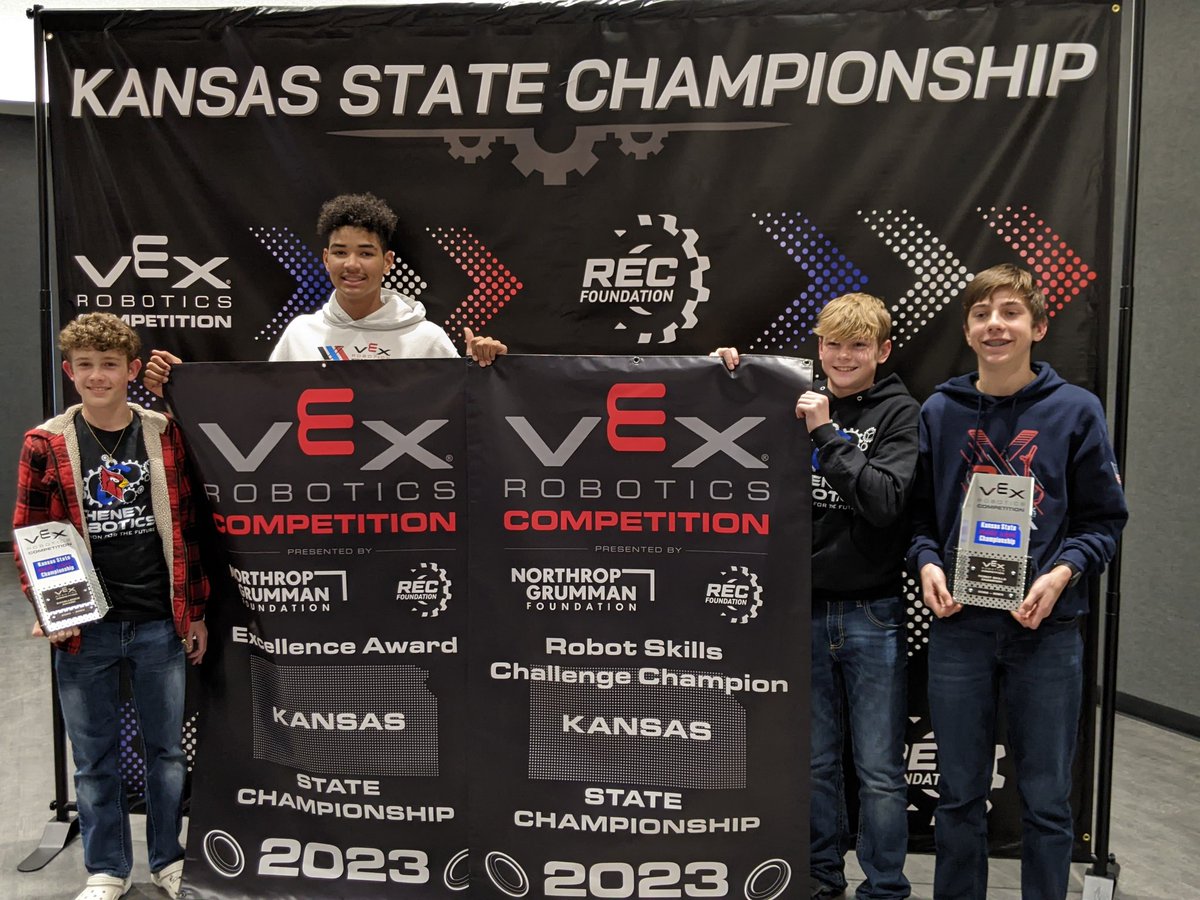 The Bandits! CMS first back to back qualifiers Skills champs AND Excellence award (top award in vex robotics competition) , Dallas here we come! <a href="/CheneyMS/">CMS</a>