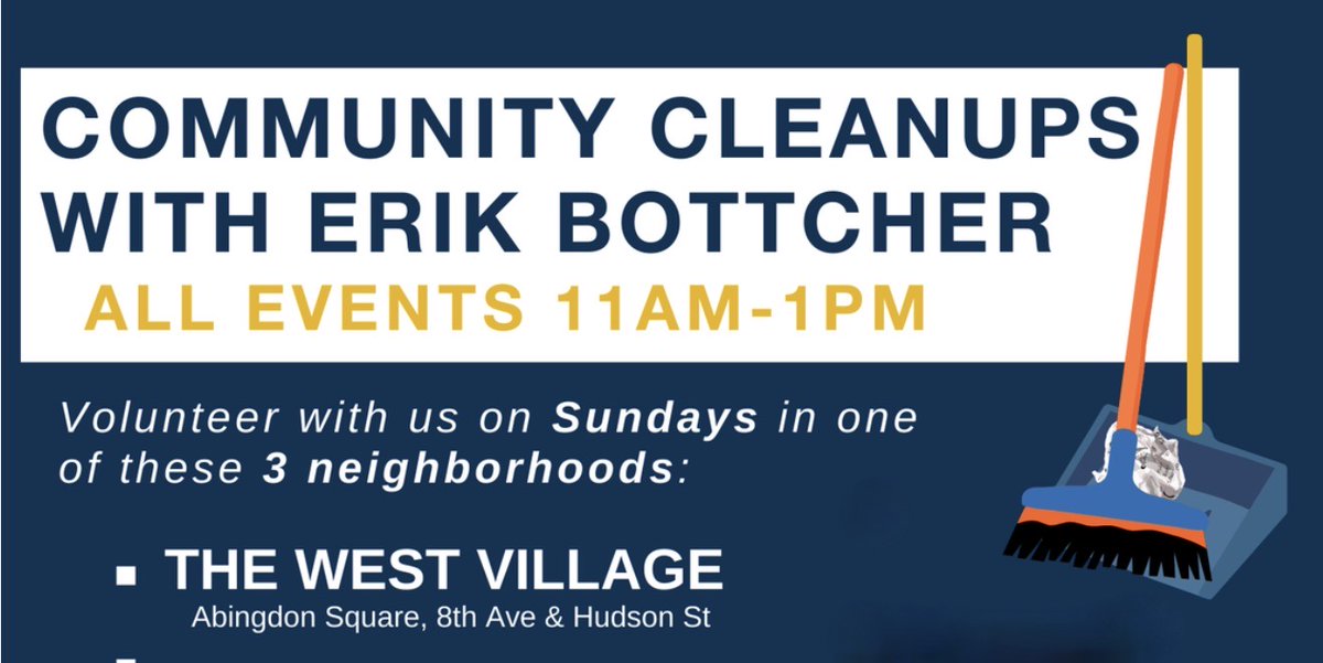 Jane Streeters! This Sunday (March 5) at <a href="/Abingdon_Square/">Abingdon Square</a> is the first volunteer Community Cleanup, held bimonthly Sundays 11am to 1pm thru May. Schedule and registration at sanitationfoundation.org/d3-cleanups Thanks to our Erik Bottcher <a href="/ebottcher/">Erik Bottcher</a>  of the <a href="/NYCCouncil/">New York City Council</a>
See you there!