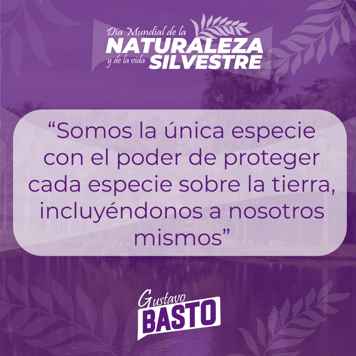 gustavobastof's tweet photo. 🍃 Hoy, Día mundial de la naturaleza y la vida silvestre, debemos reconocer la importancia del cuidado de la fauna y la flora para mejorar la calidad de vida de la humanidad https://t.co/5aZpINKy2W