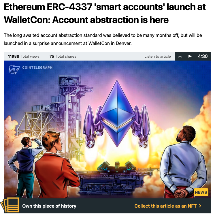 Tyler_Did_It's tweet photo. 🤯Woah just learning about these new ERC-4337 smart accounts &amp; account abstraction.

➡️No seedphrase
➡️Smart phone compatible
➡️2FA
➡️Social recovery in case of loss

This might be the single most important trend to watch for our industry this year...

s/o @AG_NBA_33 for the tip https://t.co/oH8dH40RDC