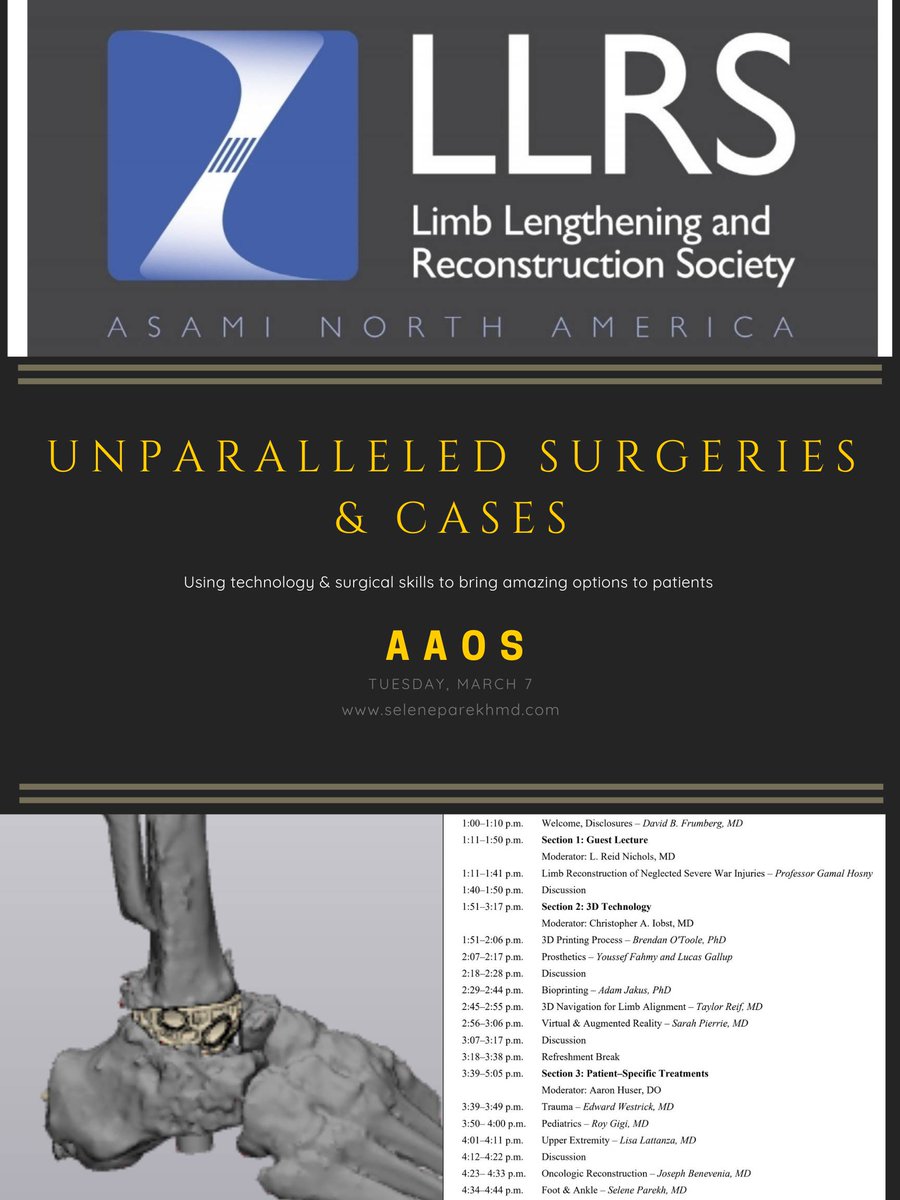 Don't miss an amazing opportunity to hear leaders in limb salvage discuss cutting edge technologies and techniques for limb salvage next Tuesday <a href="/AAOS1/">AAOS</a> <a href="/LimbDeformity/">LLRS</a> <a href="/AOFAS/">AOFAS</a>

#orthotwitter #medstudenttwitter #footandankle #TechDoc