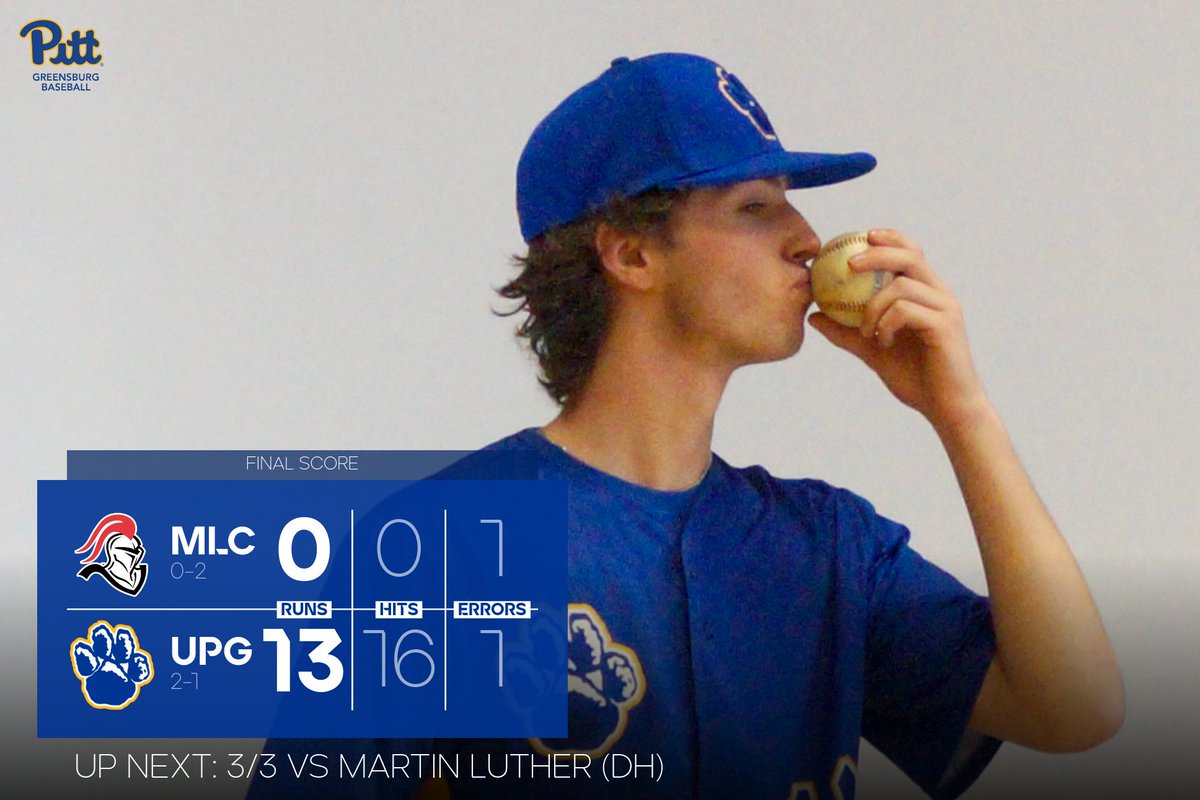 DOUBLE HEADER SWEEEP

GAME TWO

UPG 13
MARTIN LUTHER 0

WP: Nathan Mankoski (1-0)
LP: M. Fromm (0-1)

Freshman Nathan Mankoski throws the first no-hitter in program history and strikes out a school record 15 batters!