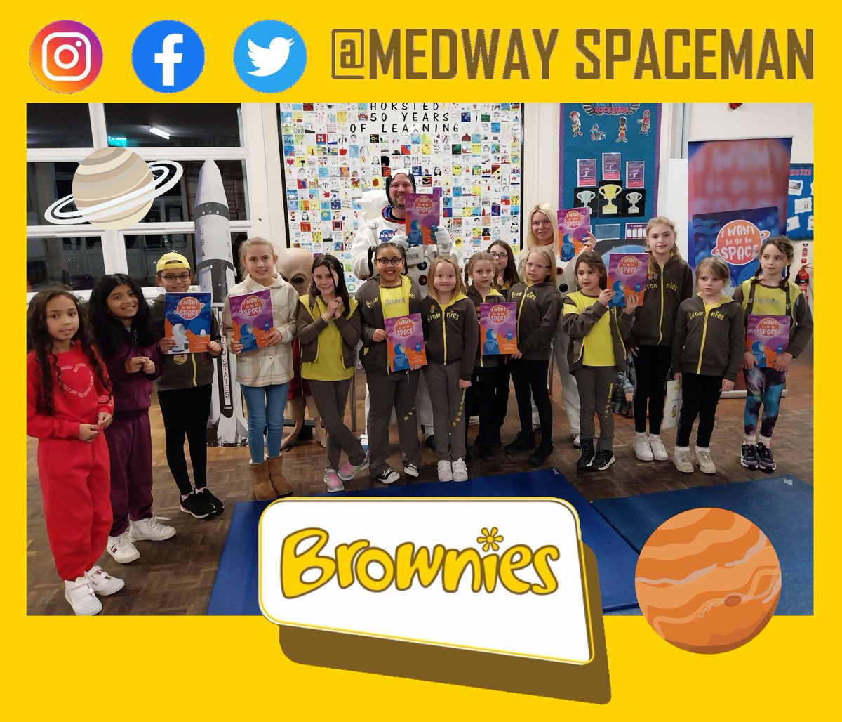 Our first Brownies Space Visit to 5th Chatham Brownies in Kent.  Thank you for hosting us, we had a brilliant time with everyone :)
@astro_timpeake @paul_bate @MelsGoodSpace 
#scouts #brownies #inspire #girlsinspace #iwanttogotospace #authorvisit #herovisits #medway