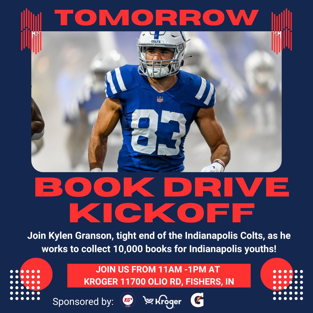 KGsKids1's tweet photo. TOMORROW IS THE DAY!! Join us and @theKCG18 at @kroger on March 4th as we kick off our book drive. Book collection bins will be located in 60 Indianapolis Krogers! Visit your neighboring Kroger to donate a book. #nonprofit #fundraiser #books #read #givingback #literacy https://t.co/SG9hY3DanN