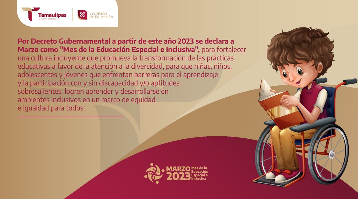 Marzo, mes de la Educación Especial e Inclusiva 
#TransformandoTamaulipas
#TransformandoLaEducación
#Tamaulipas #México