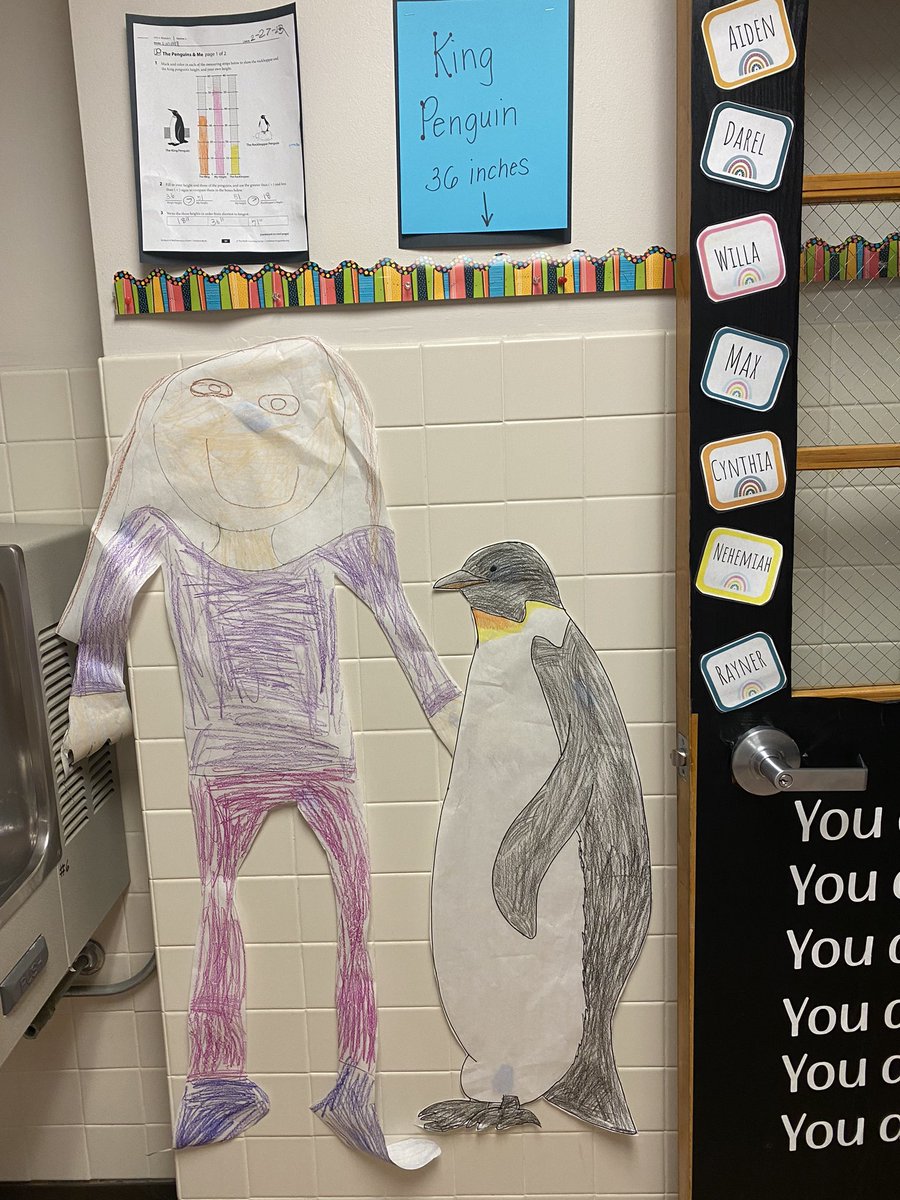 MrsCarrFRSD's tweet photo. First graders had a busy week comparing their height to the height of penguins! @FlemRarSchools @RobertHunterES https://t.co/IMh6OmPSWo