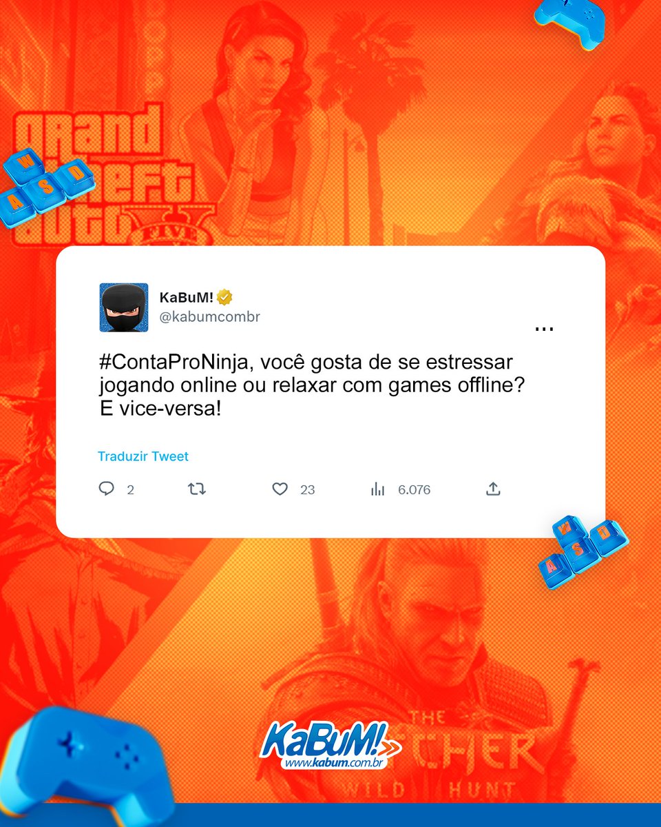 kabumcombr's tweet image. Existe o gamer e existe o GAMER. #ContaProNinja qual você é!