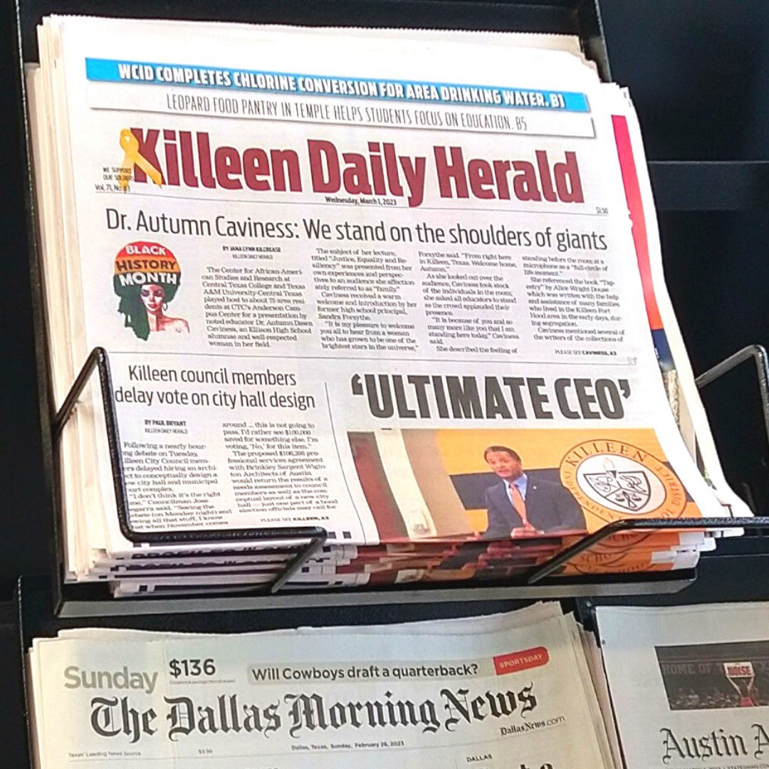 This is truly a "Top 5" full circle life moment. Making the front page of my hometown paper as I paid homage to the larger than life community leaders of Killeen, Texas. We truly stand on the shoulders of giants✨. Please read the <a href="/kdhnews/">Killeen Daily Herald</a> article here, bit.ly/WeStandOnTheSh….