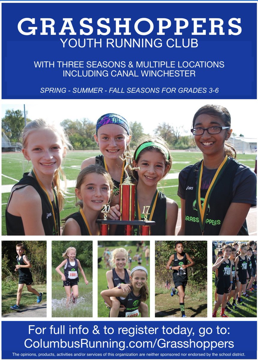 📢Calling all runners grades 3-6…. 

Look what’s coming to Canal Winchester this summer! 👟

CWXC is excited to partner with Columbus Running Company and bring the Grasshoppers Youth Running Club to Canal Winchester.

Registration is now open. 💚 

columbusrunning.com/training/grass…