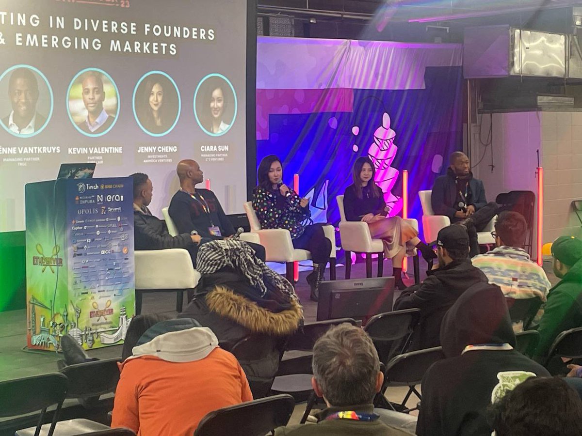 RyzeLabs's tweet photo. #SGCLive from @EthereumDenver’s ‘Investing in Diverse Founders & Emerging Markets’ which features panelists including @alexisjreports. https://t.co/RUJNsXzzhW