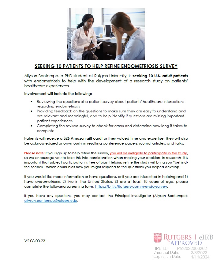 acbontempo's tweet photo. Just in time for #endometriosis awareness month! Please fill out the form if you're interested in helping us refine our survey! 🎗️ We are especially interested in hearing from those from underrepresented groups🎗️https://t.co/9NjRwPbbrL https://t.co/O2R91mZRHD