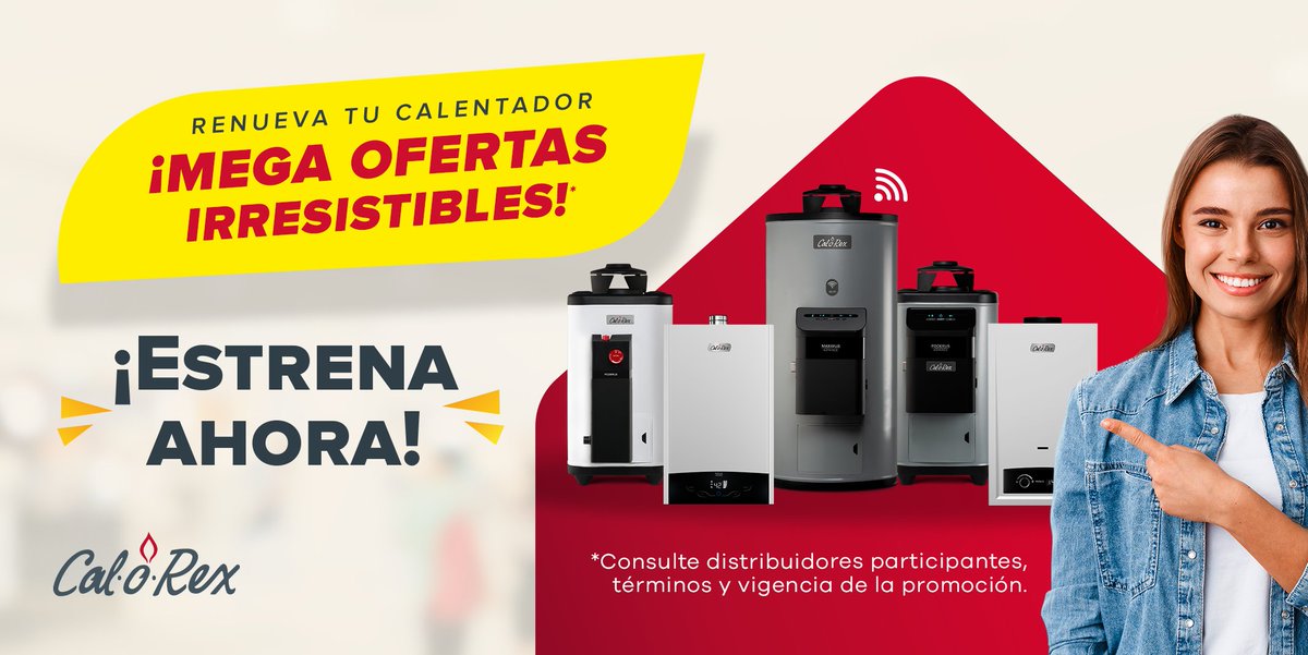 ¡El momento de estrenar es ahora! 👇✨

Renueva tu calentador con nuestras mega ofertas IRRESISTIBLES, haz clic aquí calorex.com.mx/promociones y encuentra a los distribuidores participantes.
