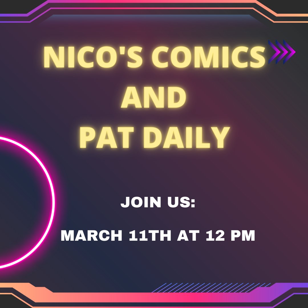 Join us this Saturday, 12 pm, at Nico's Comics and Games! 

I will be hosting a book signing and would love to meet all of you!

Nico's Comics and Games
123 W Defee St Suite 9, 
Baytown, TX 77520

#patdaily #scifinovels #scifibooks #scifilover #scifilife #scifireaders