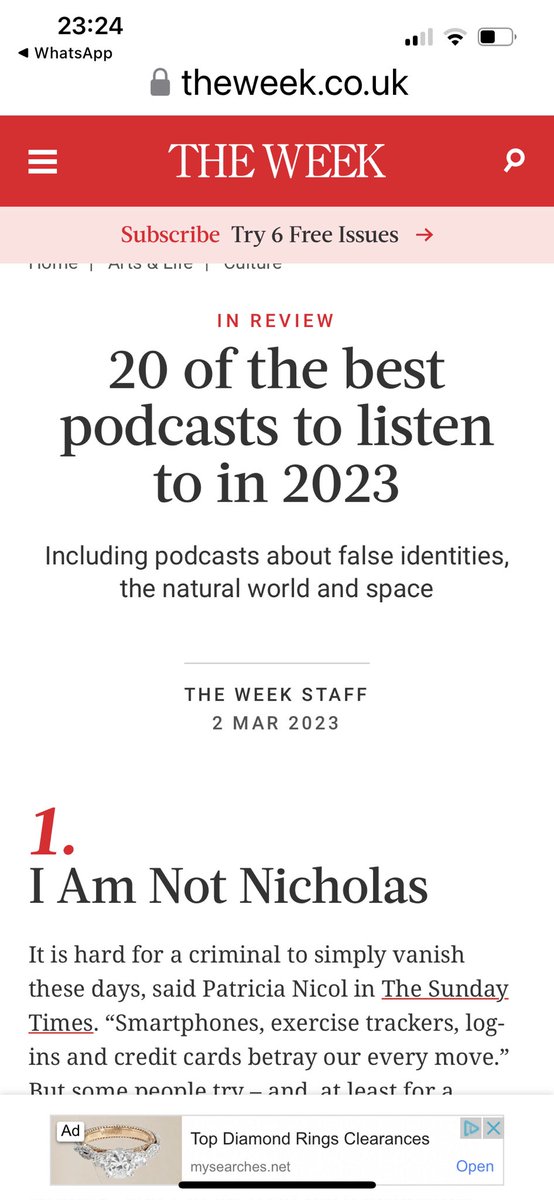 Our podcast ‘I Am Not Nicholas’ is the very top of the list in The Week’s Best Podcasts of 2023 @audibleuk @bbcstudios @innesbowen @helenclifton @georgia_moseley @atchadders @bencchapman theweek.co.uk/arts-life/cult…