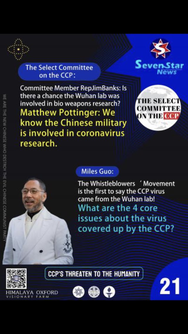 pngtug21's tweet photo. The Select Committee on the CCP:Committee Member RepJimBanks: Is there a chance the Wuhan lab was involved in bio weapons research?
#MEGA #UK #USA #CANADA #NZ #EU21 https://t.co/02aFiZeRsx