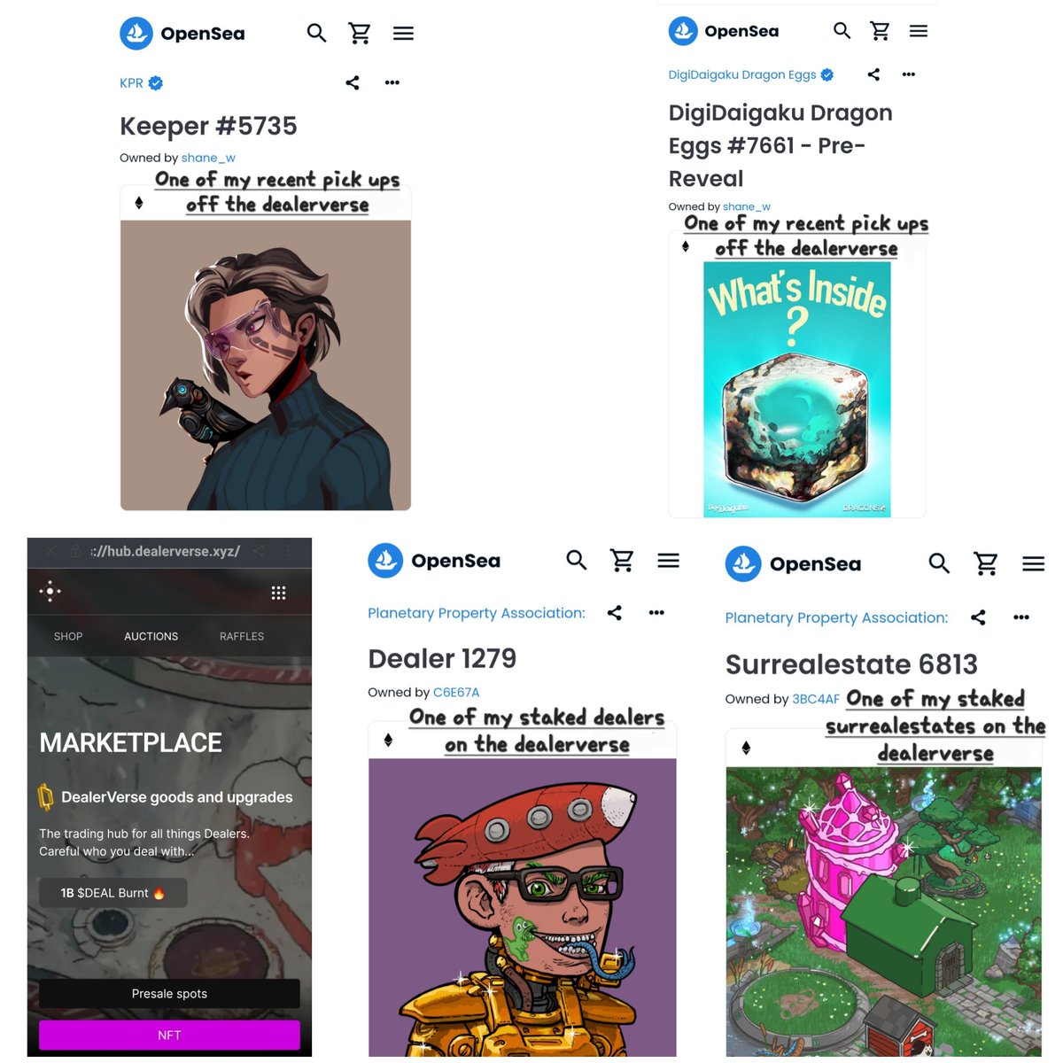 shanew_eth's tweet photo. I am very happy with a couple of my pick ups on the Dealerverse recently 

Link to the Dealerverse:
https://t.co/8qMJEom9th 

#dealerverse #hub #nfts #defi #dealers #surrealestates #passes #opensea #eth https://t.co/KjI5WiydvP