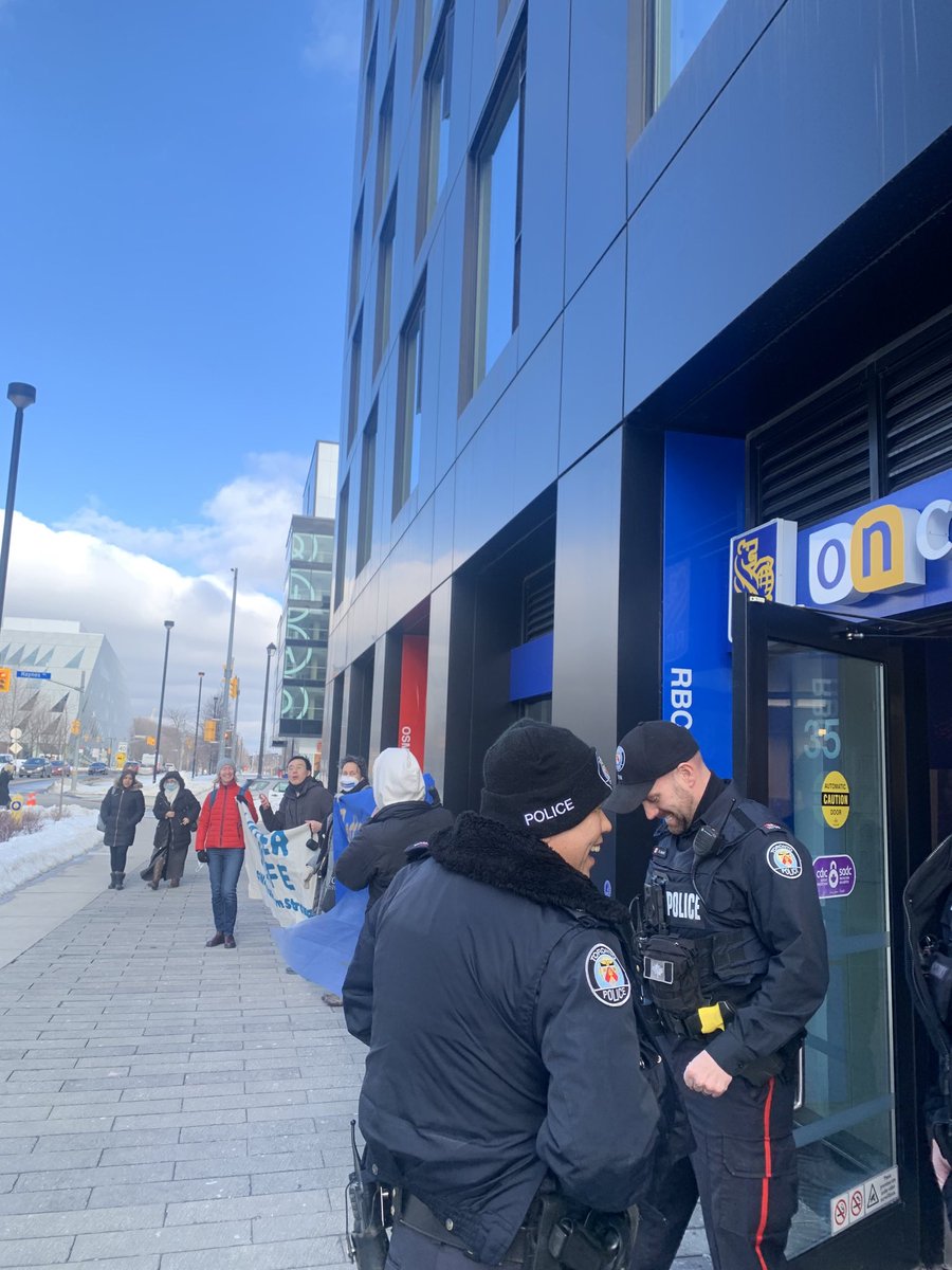 scmcanada's tweet photo. We disrupted with music while @RBC disrupts Wet’suwet’en land &amp; sacred headwaters with colonial &amp; environmental violence &amp; disrupts our planet with displacement, crop failures, and other forms of climate chaos disproportionately affecting the Global South. #ClimateReparationsNow https://t.co/Qcp35pVUo7