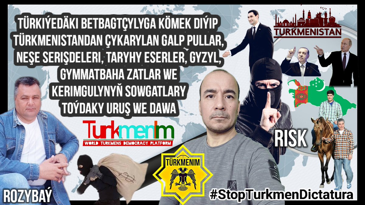 TMdemocracy's tweet photo. #Turkmenistan Activist RISK: The dictatorial regime in #Ashgabat is smuggling black money, narcotics, historical artifacts, gold, valuables, etc. from the country as humanitarian aid material. The reporter #Rozybay also adds. On #Turkmenim YouTube channel https://t.co/gM7EnOOh2K https://t.co/Dn4ivIK0pm