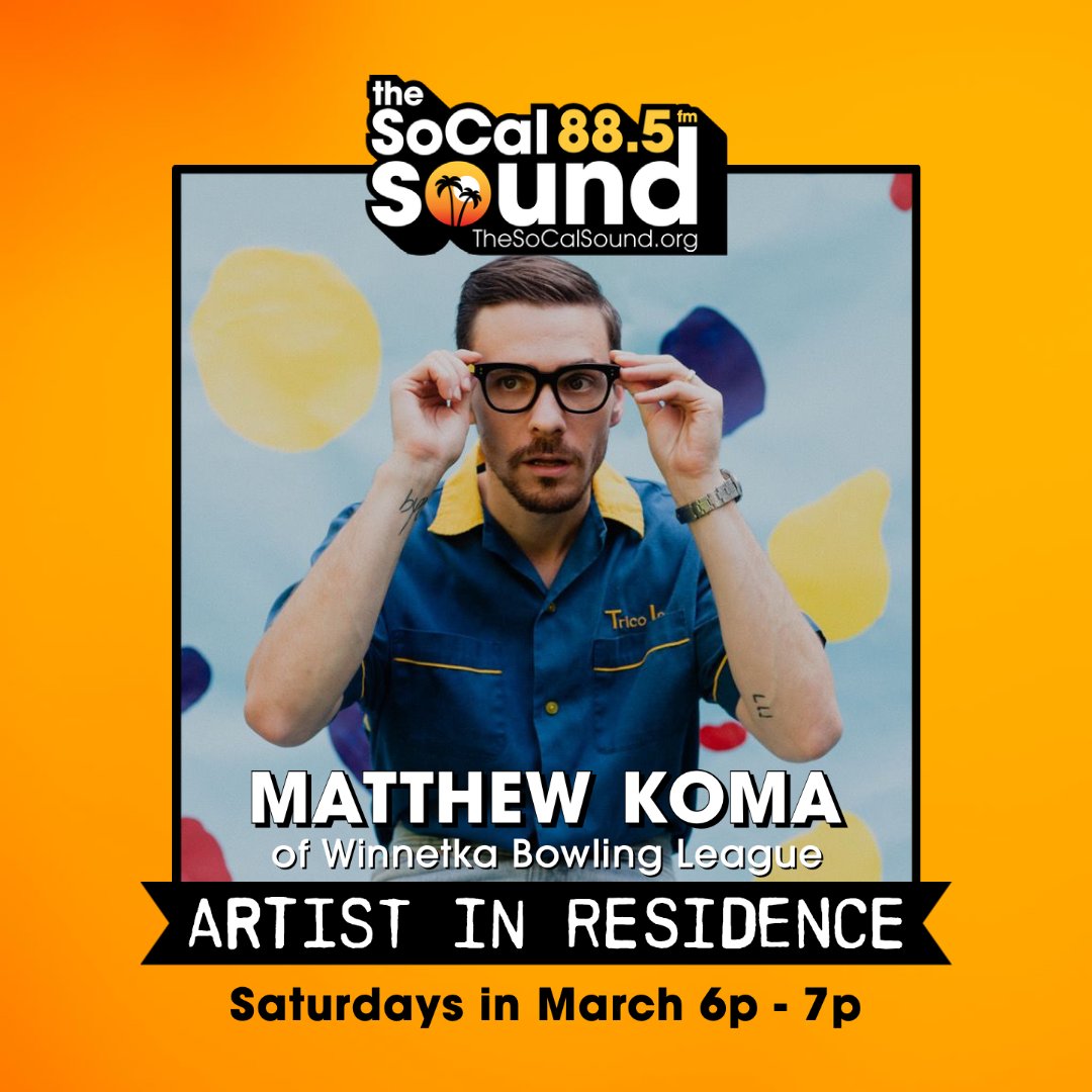 TheSoCalSound's tweet photo. Part DEUX of @MatthewKoma's featured radio show is on tonight from 6p-7p on 88.5 FM The SoCal Sound.
He's a whole lot of surprises for you this evening.
#matthewkoma #winnetkabowlingleague #publicradio #thesocalsound #ocradio #laradio #socalradio #publicradio #indierock https://t.co/CHonIgfsvY