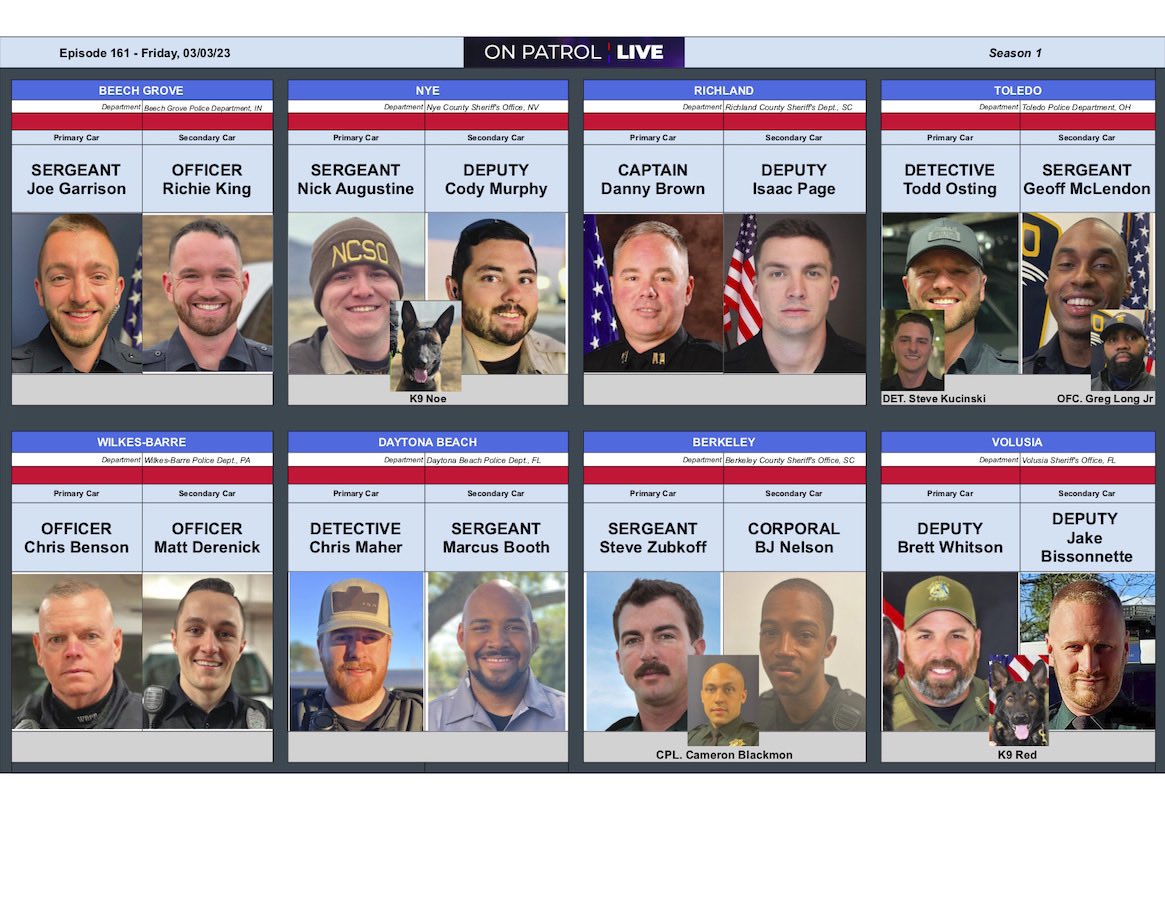 Tonight’s #OPLive #OnPatrolLIVE lineup: