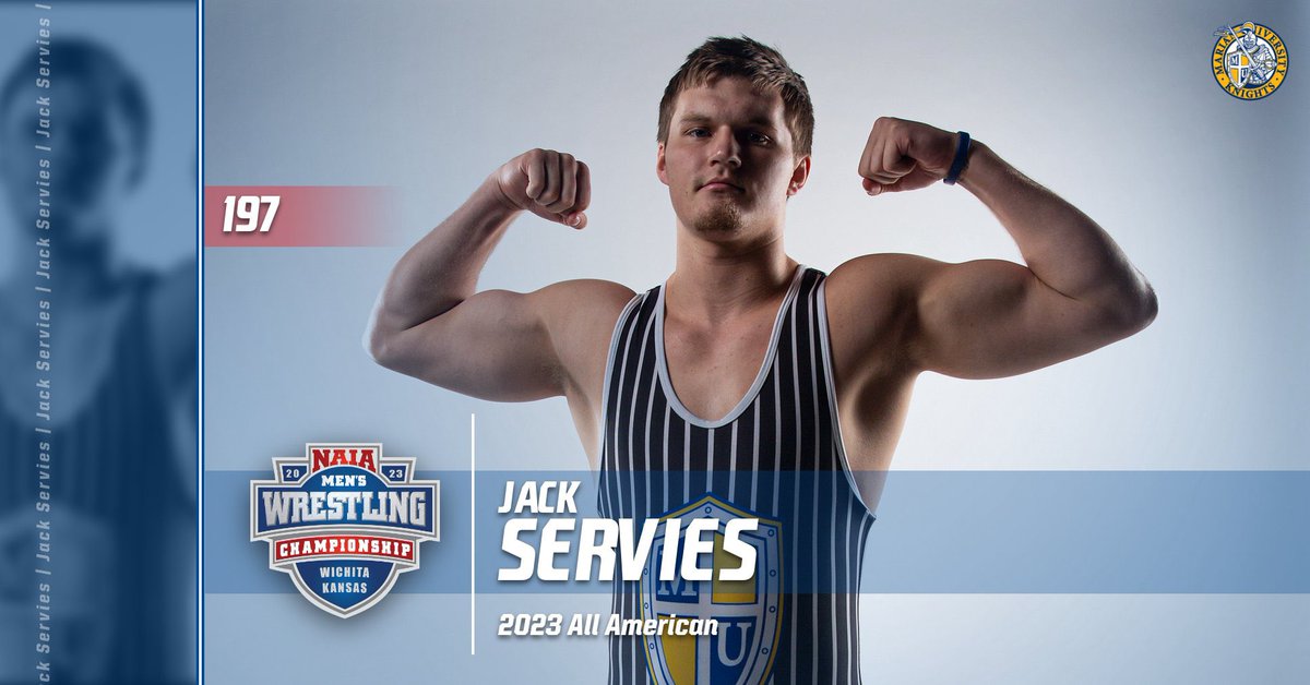 MarianWrestle's tweet photo. Jack Servies is an ALL AMERICAN! With a 6-2 over Nathan Critchfield of Indiana Tech, Jack Servies has advanced to the semi finals! https://t.co/E4P7fnX7T8