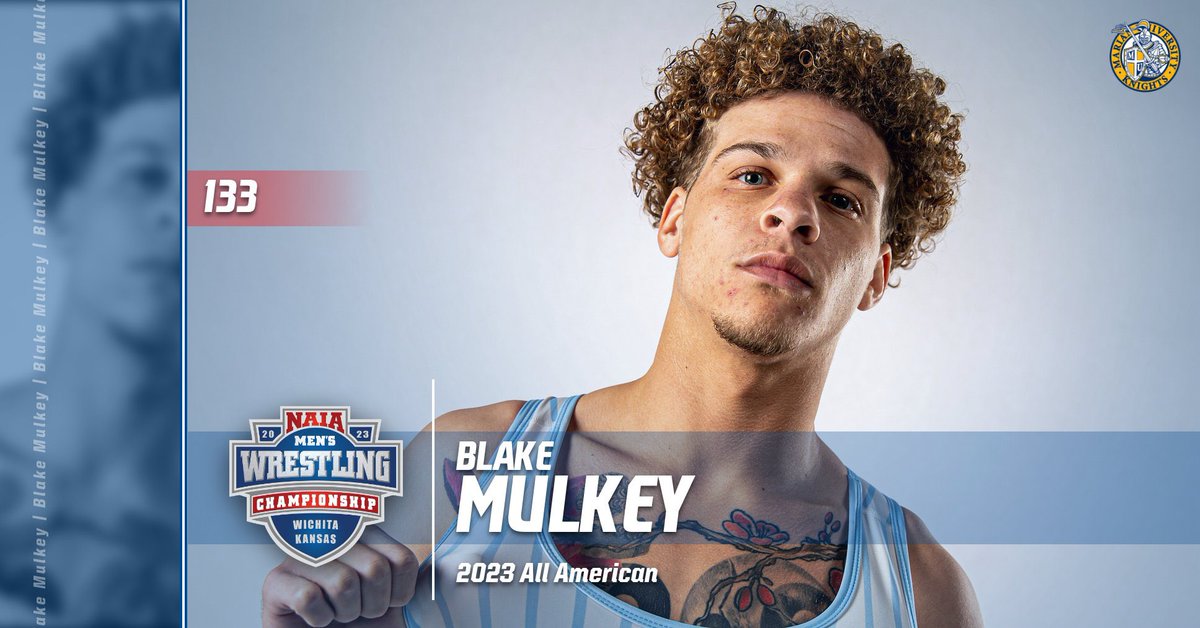 MarianWrestle's tweet photo. Blake Mulkey is an ALL AMERICAN! Blake secured a 3-1 win over Matt Gimson of Indiana Tech to advance to the semi finals of the National Tournament! https://t.co/cuKPyypD22