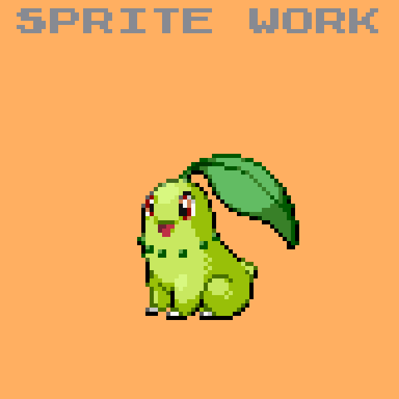 チコリータ(3gen style)塗り方を変えるとこうなる。#pixelart #pokemon 