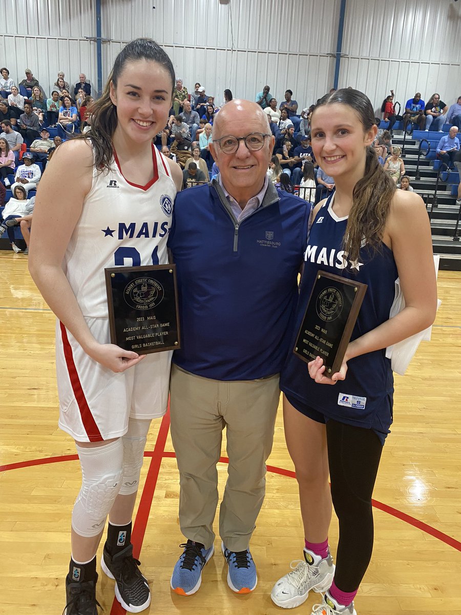 Congratulations to the A. R. (Randy) Smithers/MAIS 4A-5A-6A All-Star Game MVP’s, Miriam Prince from Leake Academy &amp; Lillie Gates  from Brookhaven Academy.  Pictured (L-R) Lillie, Dr. Allen Smithers, (son of Mr. Smithers) &amp; Miriam.