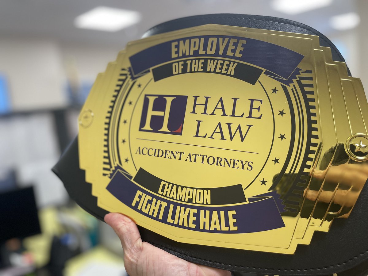 GOTOHALELAW's tweet image. We’re excited to debut our #EmployeeOfTheWeek championship belt on #EmployeeAppreciationDay 🏅Congratulations, Katrina! You’re a #champion! #FightLikeHale