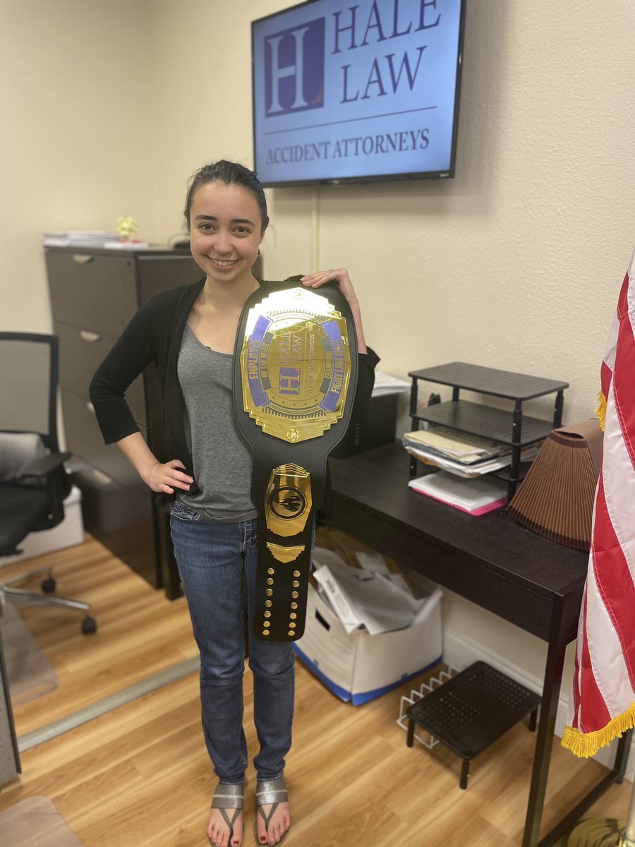 GOTOHALELAW's tweet image. We’re excited to debut our #EmployeeOfTheWeek championship belt on #EmployeeAppreciationDay 🏅Congratulations, Katrina! You’re a #champion! #FightLikeHale