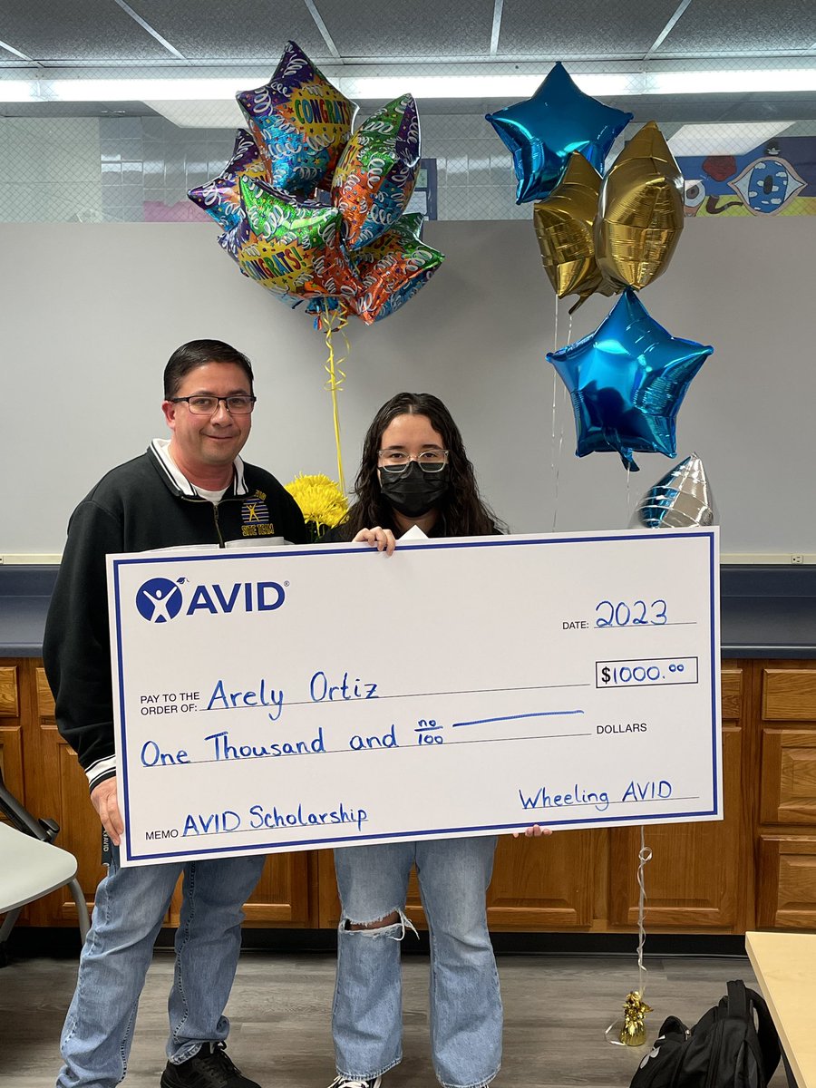 Big check alert! So special to be there for 3 of the 6 <a href="/AVID4College/">AVID</a> scholarship surprises this afternoon! Our team is amazing…they fundraiser all the money then give it to incredibly deserving students with super bright futures! <a href="/Wheeling_Cats/">Wheeling High School</a> #TheWheelingWay #makeitmatter