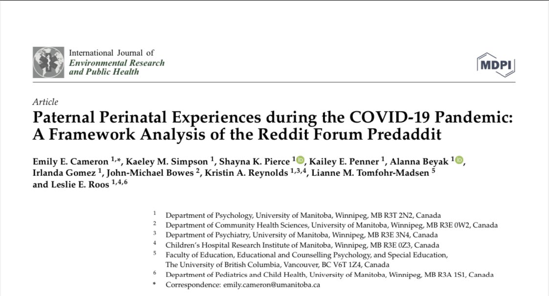 I’m so excited to share our research on men’s experiences of the perinatal period during covid. Thanks to everyone involved!