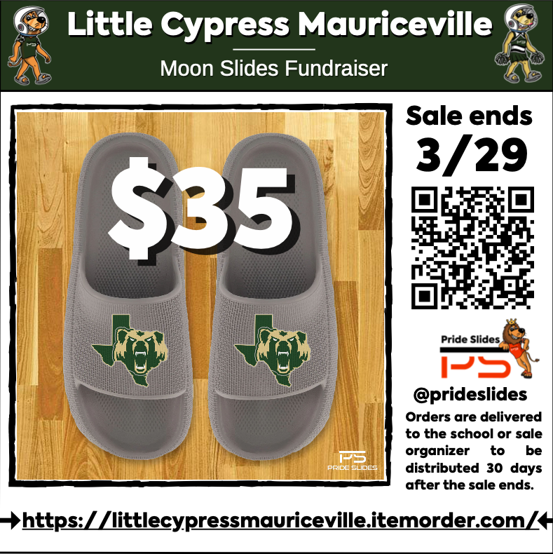 Use the QR code to order yours now!  Come by Activity Office to see a sample pair.  These are a high-quality cloud style slide. <a href="/LCMBearFacts/">LCM Bear Facts</a> <a href="/lcmbasketball/">LCM Basketball</a> <a href="/lcmbasketball/">LCM Basketball</a> <a href="/LCMBearFootball/">LCM Battlin’ Bear Football</a> @LCMTrack <a href="/LadyBearSoccer/">LCM Lady Bear Soccer</a> @lcmcisd @LCMGirlsBball <a href="/LcmBaseball/">LCM Baseball</a>