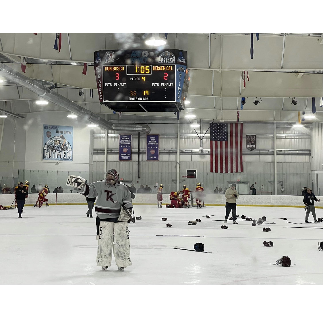 DBIronmenHockey's tweet photo. Never easy when a season comes to an end. Tremendously proud of our Don Bosco Prep Ironmen and all they accomplished this year. 

HRM Tournament Champions, 10th Bergen County Championship and honoring an American Hero each and every night! #TK ⁦@IronmenAthletic⁩ https://t.co/BDTgs2PIpt