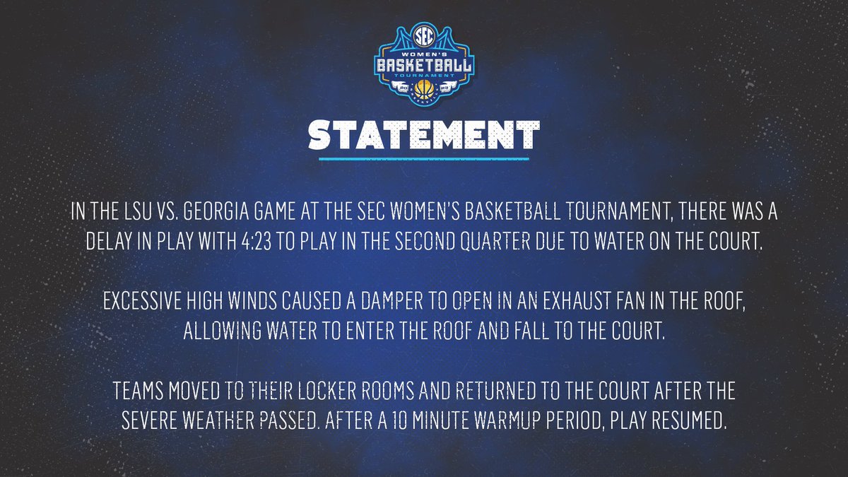 Southeastern Conference on Twitter "Statement on weather delay during