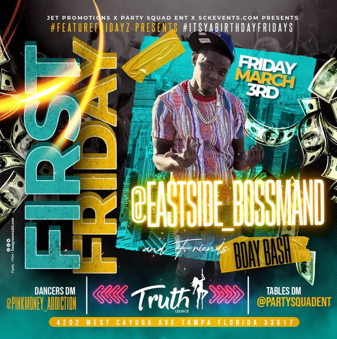 TruthLounge813's tweet photo. #FeatureFridays #ItsYaBirthdayFridays
Hottest Party in the City!
Powered by @party_squad_ent @pinkmoney_addiction @jet_promotions_4 https://t.co/jI64wSukoS
#truthlounge #truthallweek #tampa #firstfriday #tampa https://t.co/y9WbKcs2X1