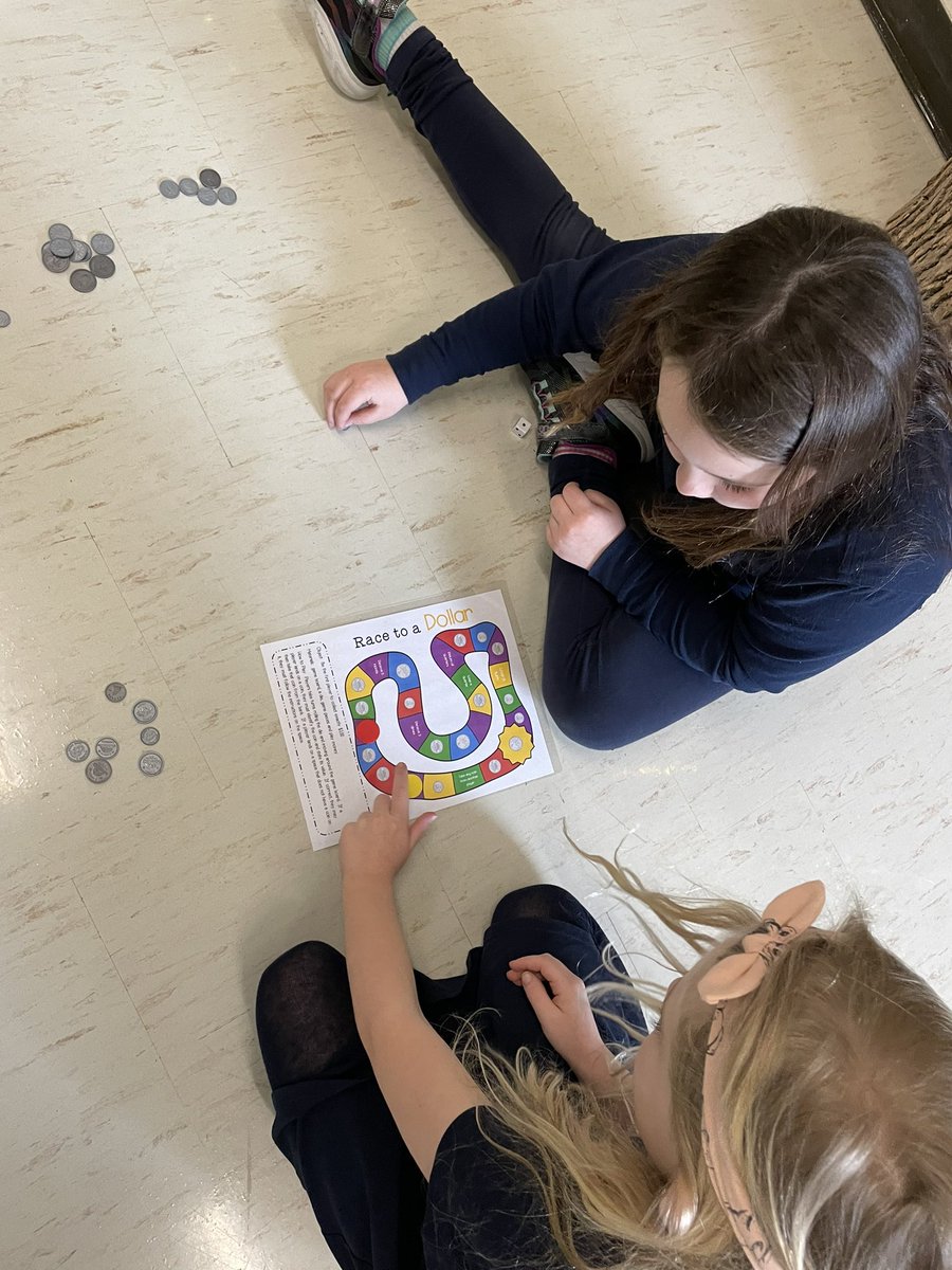 MsGrieco's tweet image. Today students got to practice their money skills through playing a few of my favourite games! Don’t Break the Bank, Race to a Dollar and Count the Coins! 💰💵 Students practiced counting coins(adding) and comparing coin amounts! @OLVMWolverines @HCDSB #hcdsbmath #money