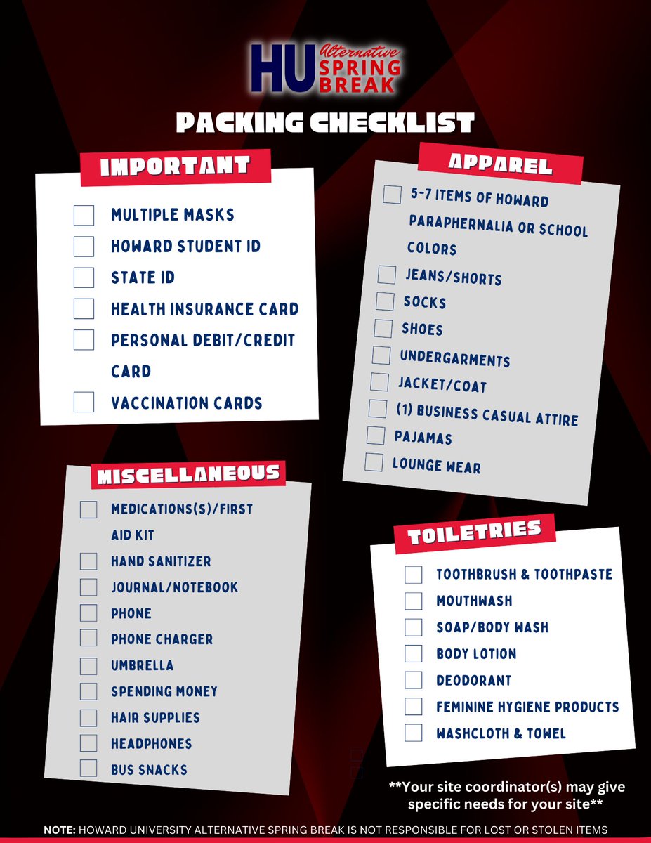 We know you’re probably waiting until the last minute… but it’s time to pack those bags. #HUASB23 Departure Day is just hours away!

#TruthandServiceForever
#FaithServiceJustice
#BacktoOurRoots
#1200BisonStrong