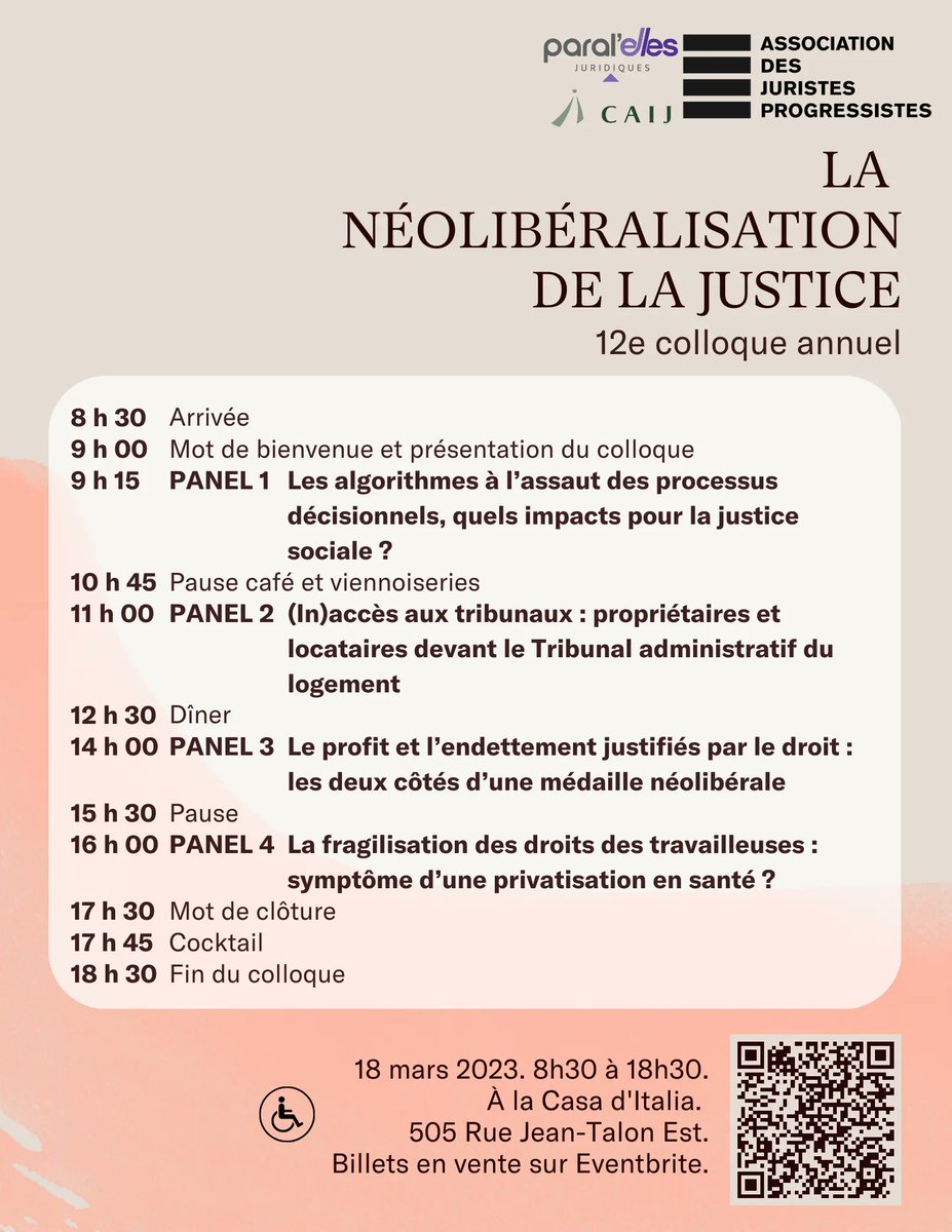 L'horaire officiel du #colloque est maintenant sorti 🎉

Nous avons hâte de vous y voir !

Pour plus d'informations : lnkd.in/eMSiYxjq

Pour l'achat de vos billets : lnkd.in/ev_gyqJ3