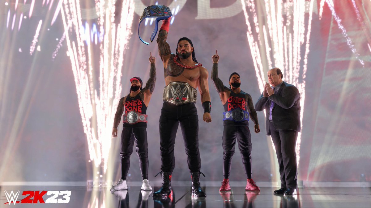 cybersprunk's tweet photo. The Bloodline arrive in #WWE2K23

*Brand new animation* https://t.co/Z6QjSAcQbB
