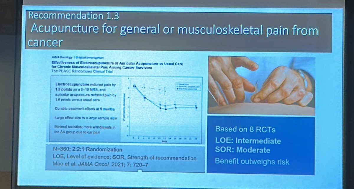 #PASASM2023 #acupuncture and #Yoga have good evidence on not just pain, but also symptom clusters, specially for people on Aromatase inhibitors … @Integrativeonc @Wendy_WY_Ng  #touchtherapy @Lester_E_Jones