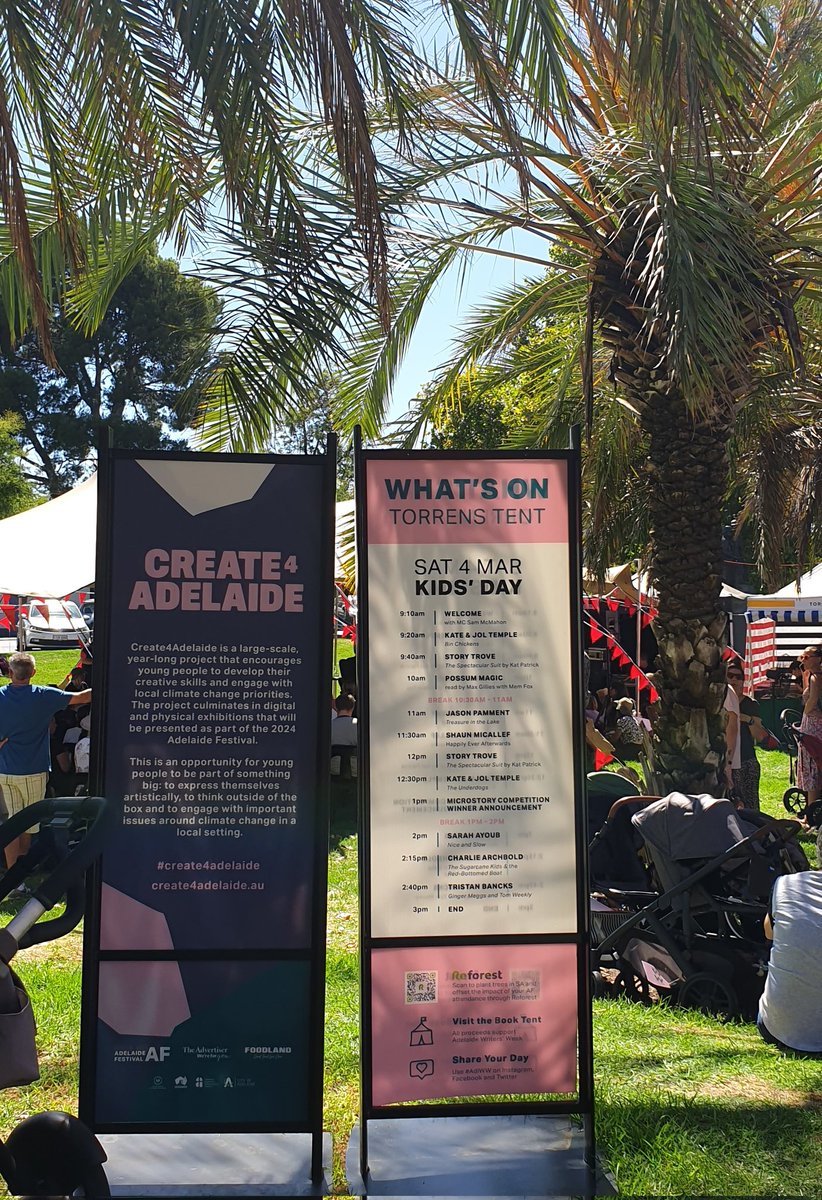 adelwritersweek's tweet image. Head to the Torrens Tent for our Kids&apos; Day program! And you can also learn about @Create4Adelaide

 #adlww #create4adelaide #adlfest