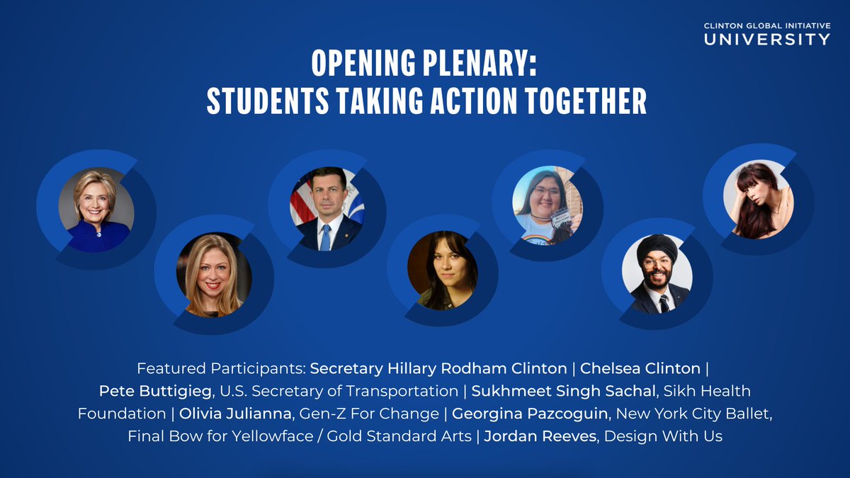 Clinton Foundation (@clintonfdn) on Twitter photo How is #GenZ driving transformational change?
TUNE IN: #CGIU2023's "Students Taking Action Together" starts now with Secretary <a href="/PeteButtigieg/">Pete Buttigieg</a>, <a href="/SukhmeetSachal/">Dr. Sukhmeet Sachal MD MPH</a>, <a href="/0liviajulianna/">Olivia Julianna 🇺🇸🦅🗳️</a>, <a href="/GPazcoguin/">Georgina Pazcoguin</a>, and <a href="/_jordan_reeves/">Jordan Reeves (she/her)</a>: cgiu.org/2023 How is #GenZ driving transformational change?
TUNE IN: #CGIU2023's "Students Taking Action Together" starts now with Secretary <a href="/PeteButtigieg/">Pete Buttigieg</a>, <a href="/SukhmeetSachal/">Dr. Sukhmeet Sachal MD MPH</a>, <a href="/0liviajulianna/">Olivia Julianna 🇺🇸🦅🗳️</a>, <a href="/GPazcoguin/">Georgina Pazcoguin</a>, and <a href="/_jordan_reeves/">Jordan Reeves (she/her)</a>: cgiu.org/2023
