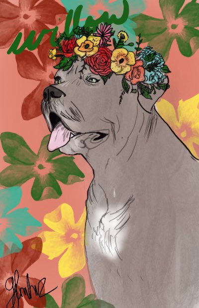 My best friend had to put her dog of 13 years down tonight. So I made her a little something. #rainbowbridge #animalloss #canecorso #dog #digitalart #commissionsopen #Commission