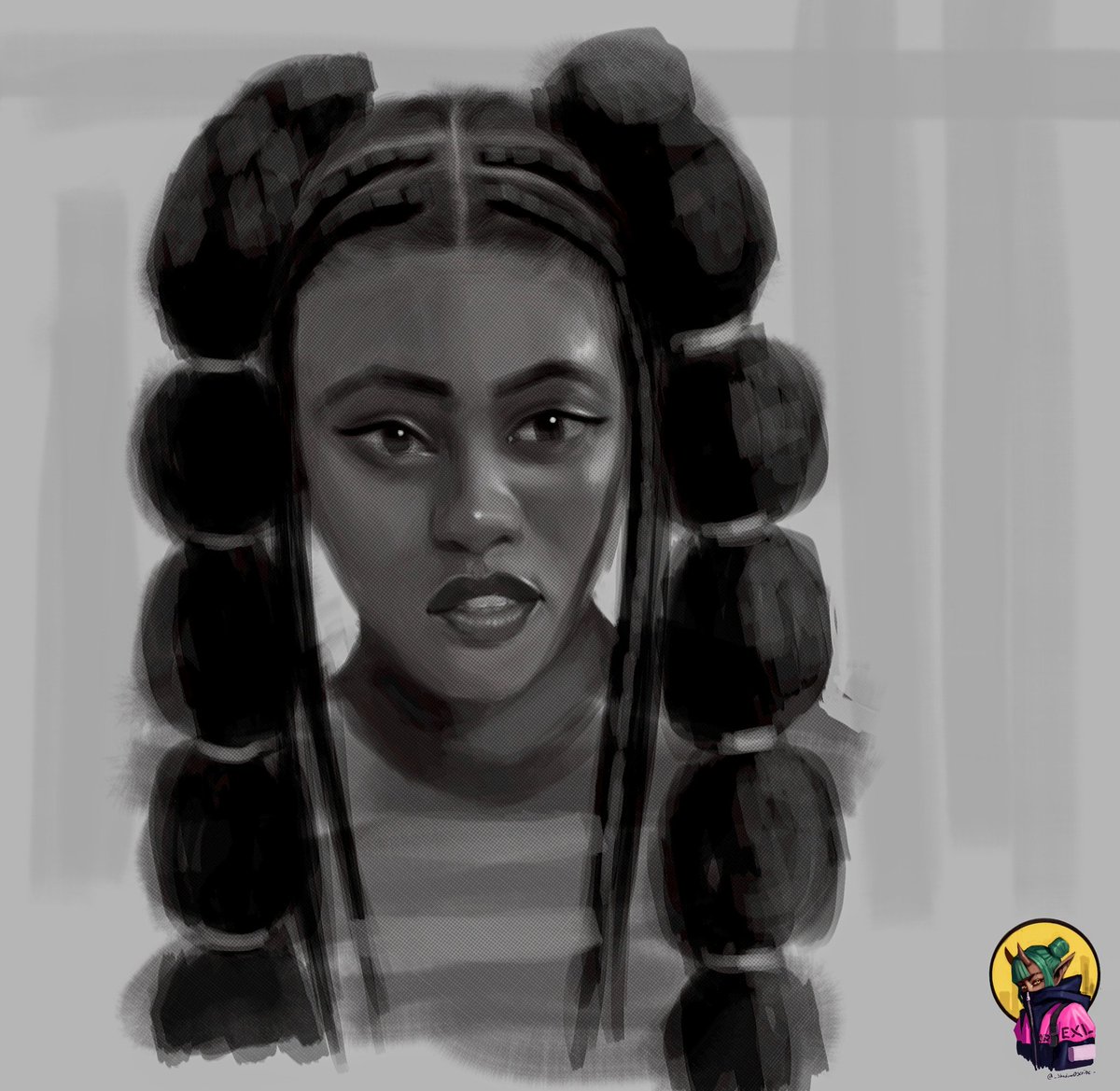 Evening painting session, I hate that feeling I get after I complete a painting. The process is so much more enjoyable than completing the artwork.. #art #digitalart #painting #portrait #afroart #artflowstudio #afrobeauty