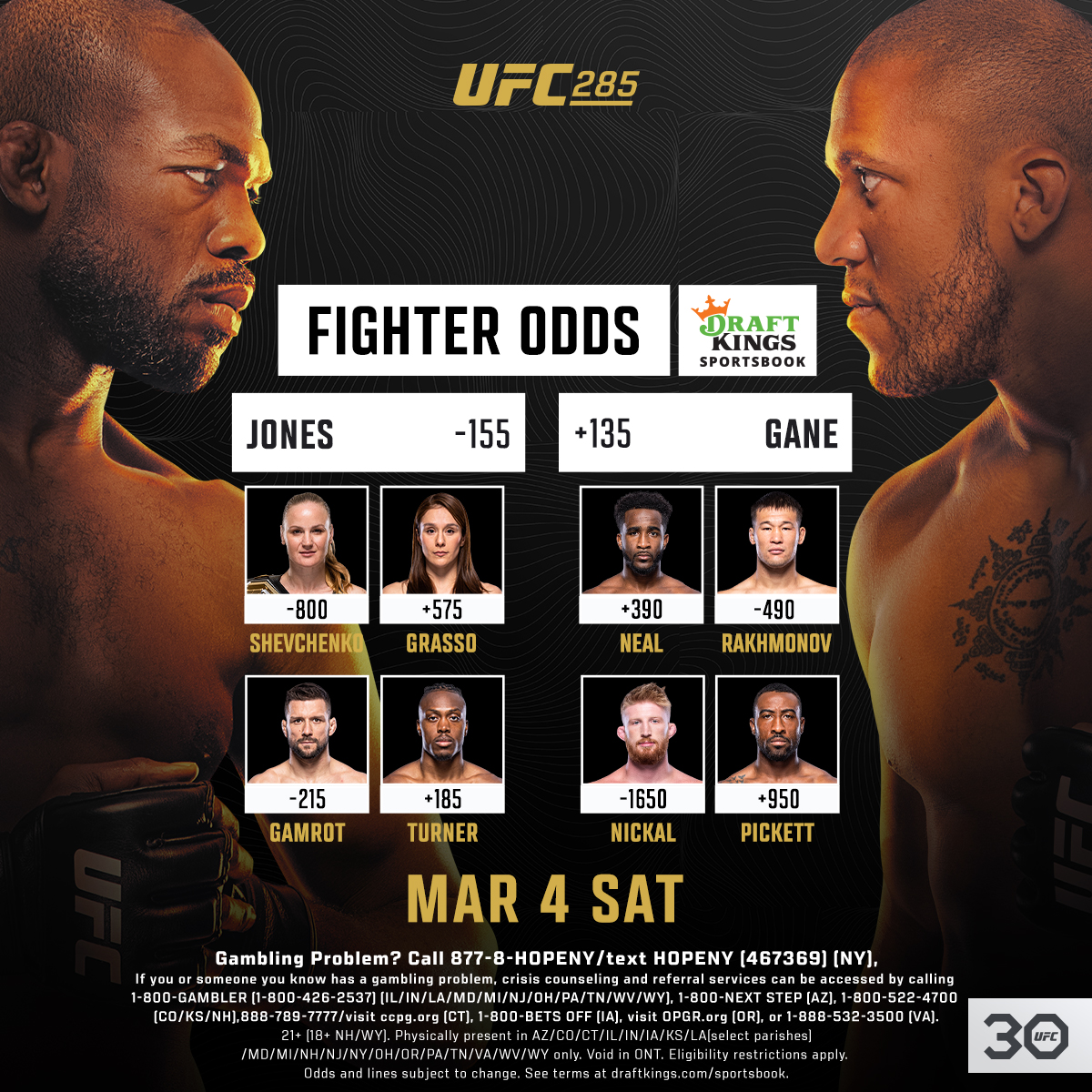 ufc's tweet photo. The #UFC285 odds are officially L I V E 💸

Get your picks in here ➡️ https://t.co/JmtdAs8lNh

[ B2YB @DKSportsbook ] https://t.co/gV0Mo7LMXM