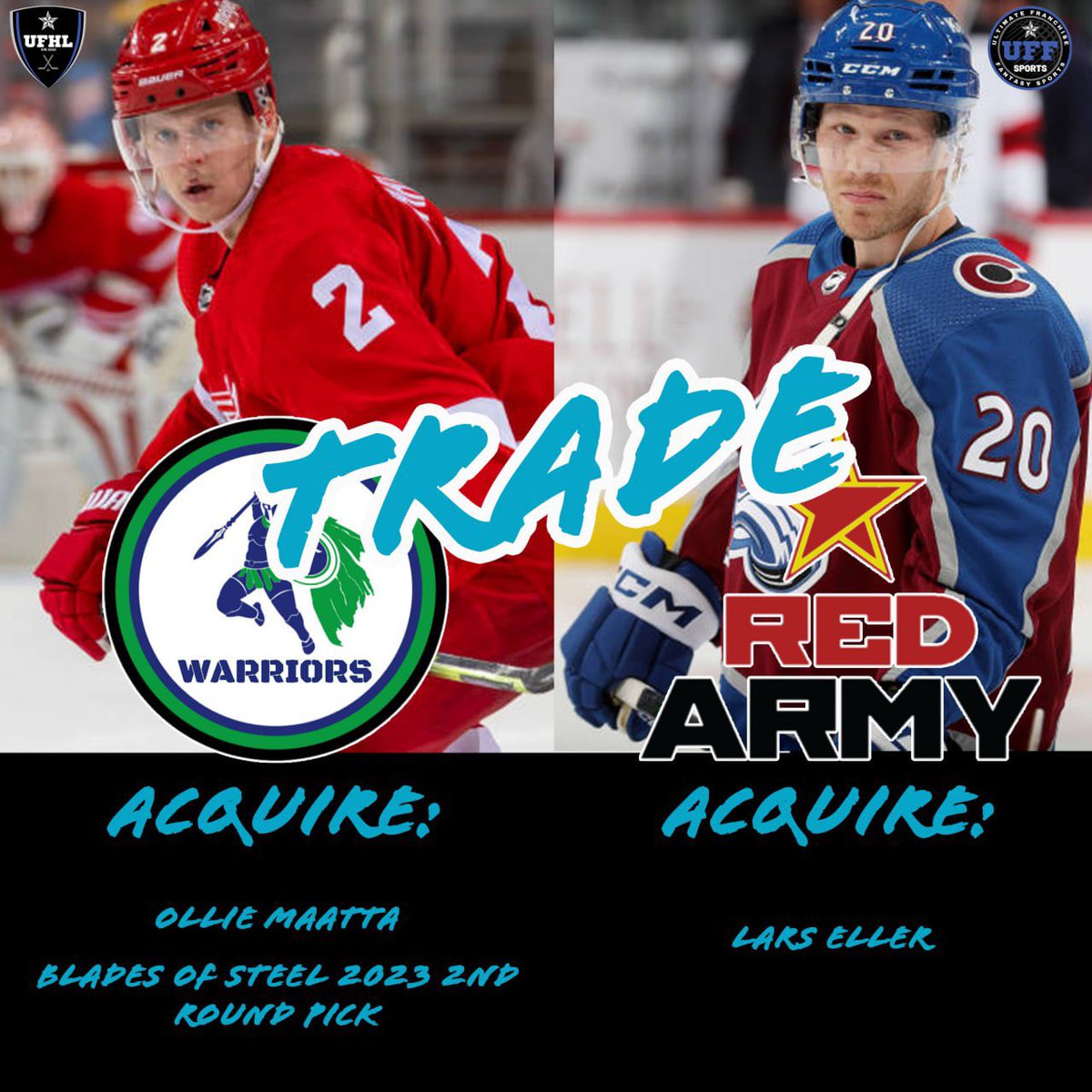 🚨TRADE ALERT🚨

#UFHLTrades #FantasyHockey #HockeyTwitter <a href="/RedArmyUFHL/">Red Army</a> @WarriorsUfhl #DA32 @UFFSports