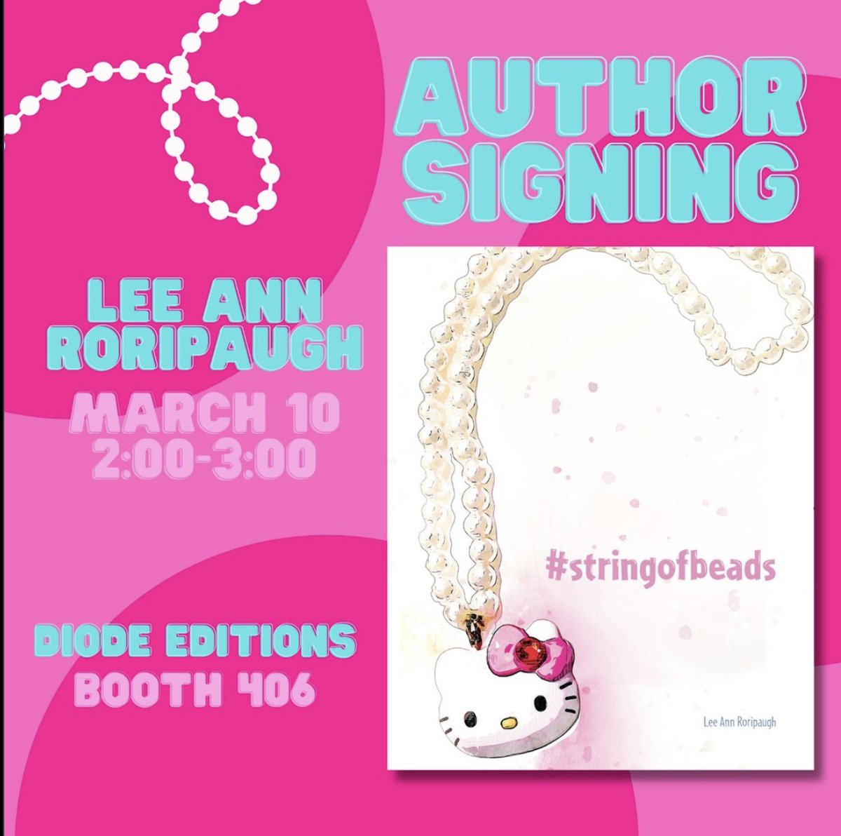 artichokeheart's tweet photo. My chapbook, #stringofbeads, from @diodeeditions Editions is launching at AWP, and I'll be signing copies on Friday, March 10 from 2:00pm to 3:00pm at Diode #AWP23 booth 406!
#booksigning #chapbook #poetry #poet #poetrycommunity #poets #poetrytwitter https://t.co/IPqlY6vzdP