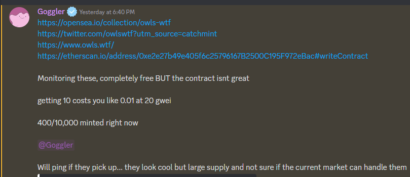 gogglernft's tweet image. gn 🛌 (I did ping when they picked up) (0.06+ ETH floor) (eth generating discord) @MintedNFTs #ad