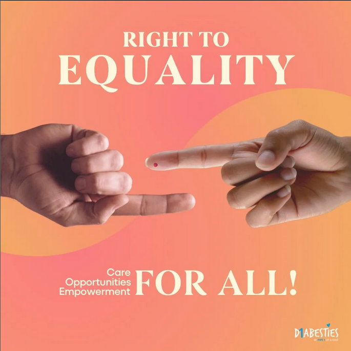 diabesties1's tweet photo. We believe that every individual has things that are &amp; 
aren't in their favor, but opportunities should be unbiased

This month, we will be working towards 'Right to Equality'.

Equal opportunities, equal empowerment, and equal care for all.💙

#rightoequality #type1diabetes https://t.co/RyjNb6ulEw